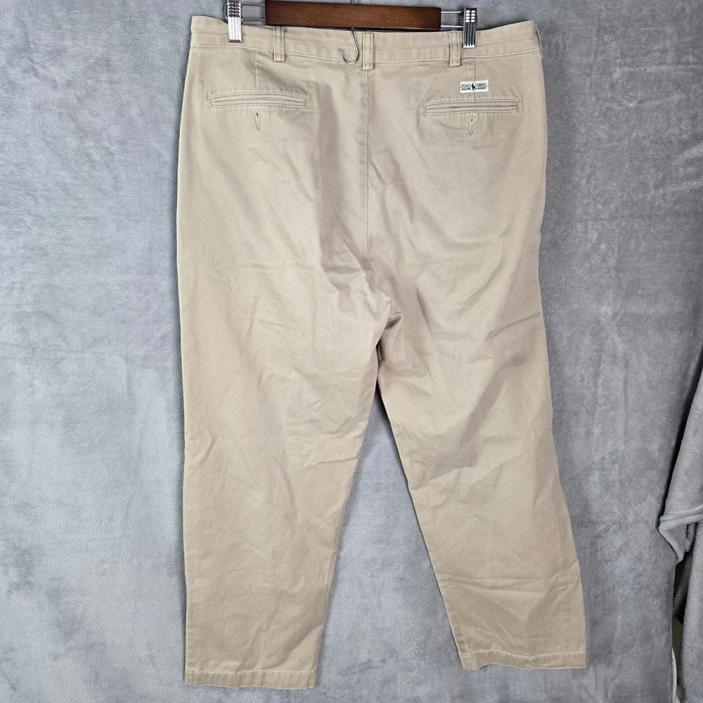 Polo Ralph Lauren Andrew Pant Mens 36x30 Tan Khaki Pleated Cotton Chino Trousers